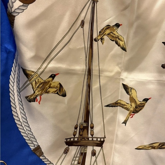 Rodier Paris Silk Scarf with Nautical Print in Blue and Green - Picture 12 of 15